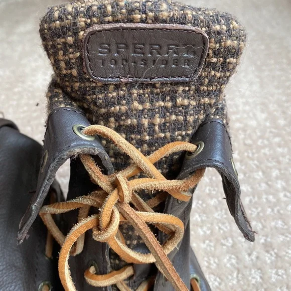 Sperry Top Sider Plaid Leather High Top Shoes - Picture 4 of 10